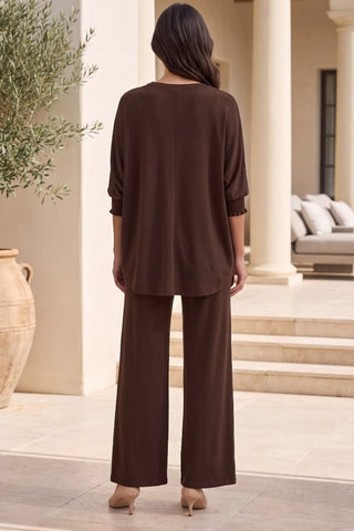 Luxe Chocolate Travel Set | Oversized Poncho & Relaxed Trouser