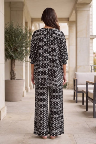 Monaco Printed Poncho & Wide-Leg Travel Set