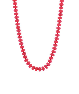 Vibrant Fuchsia & Gold Marble Statement Necklace – 16"
