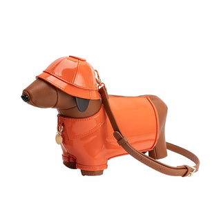 Rainy Doxie: Dachshund Vegan Leather Crossbody Bag