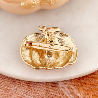 Autumn Harvest: Enamel & Gold Pumpkin Convertible Pendant-Brooch