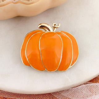 Autumn Harvest: Enamel & Gold Pumpkin Convertible Pendant-Brooch