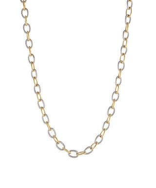 Sutton Mixed-Metal Cable Link Necklace – Designer Inspired 18" Chain