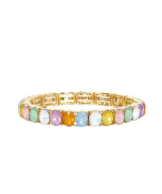 Pastel Multi-Color Oval Stone Stretch Bracelet
