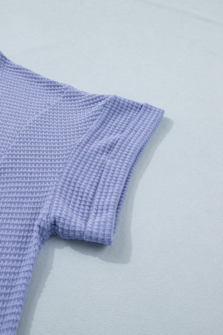 Wisteria Relaxed V-Neck Plus Size Waffle Knit Top