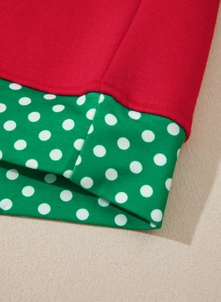 Plus Size Red Polka Dot Patchwork Sweatshirt
