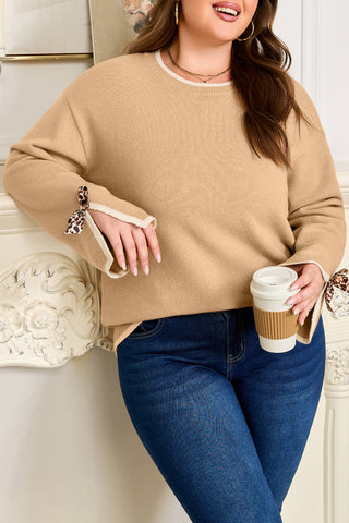 Tan Leopard Bow Sweater