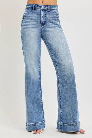Tummy Control High-Rise Wide Flare Jeans
