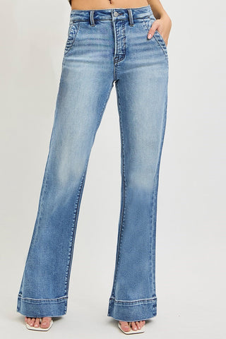 Tummy Control High-Rise Wide Flare Jeans