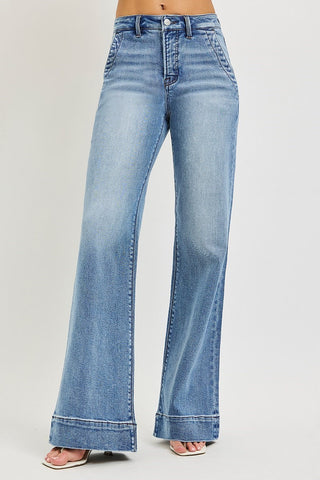 Tummy Control High-Rise Wide Flare Jeans