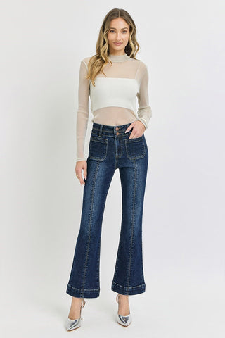 High-Rise Ankle Bootcut Jeans with Double Waistband (Plus)