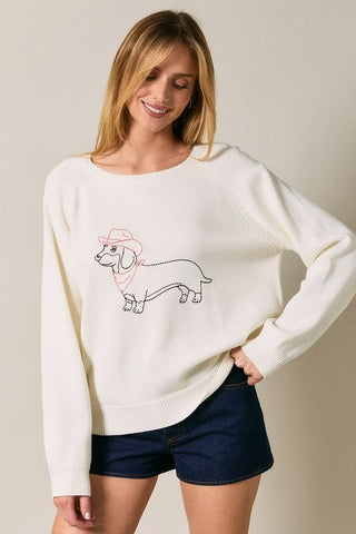 Cowboy Doxie Raglan Sweater