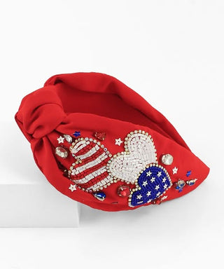 Stars & Stripes Beaded Heart Headband
