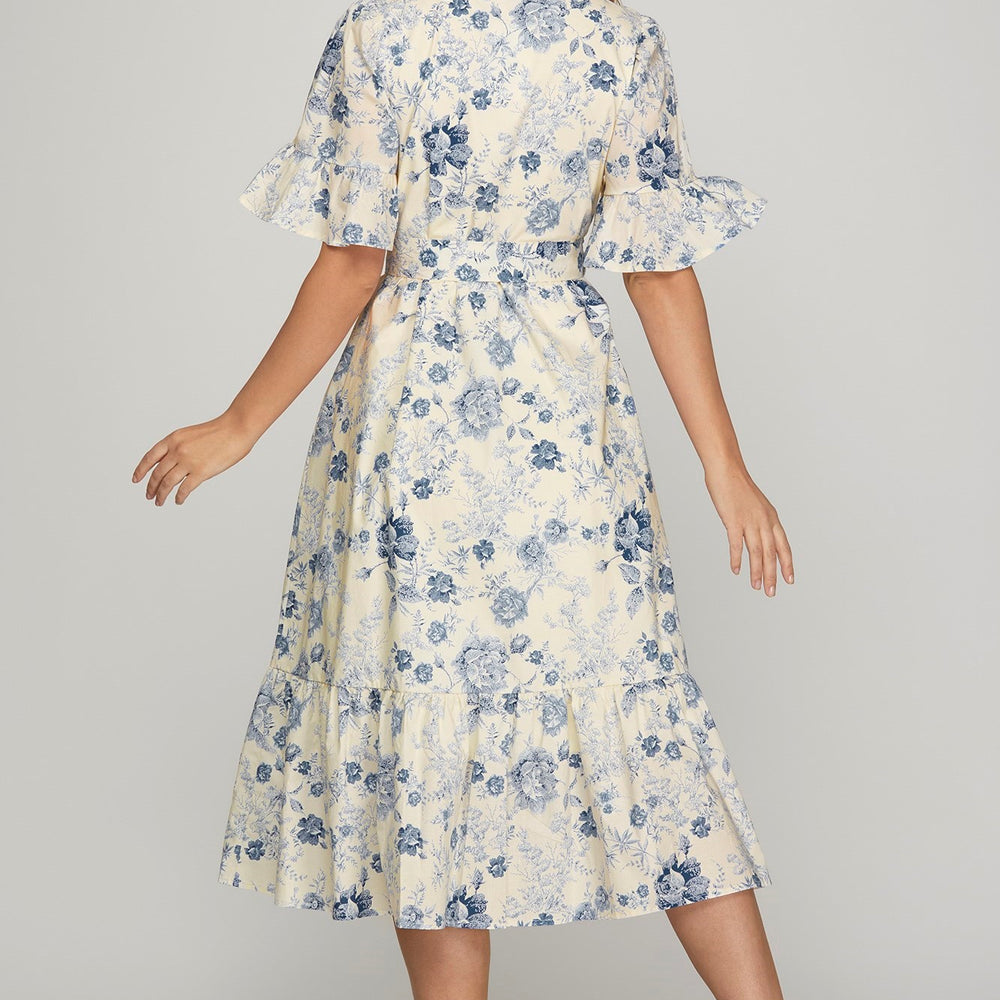 
                  
                    Bluebell Charm Ruffle Sleeve Button-Down Midi Dress - Dress
                  
                