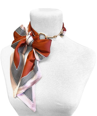 Equestrian Chic Scarf Necklace | Gold Horsebit Statement Accessory