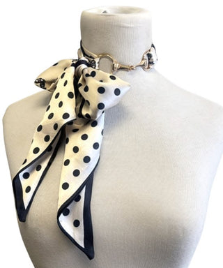 Luxury Horsebit Buckle Scarf Necklace – Equestrian Polka Dot Chic