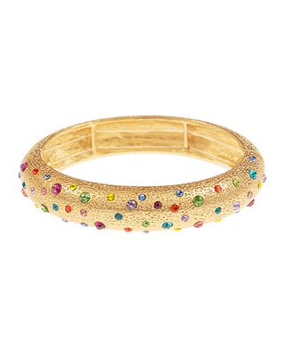 Gold Confetti Jeweled Textured Oval Bangle