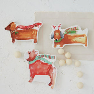 Stoneware Dog Shaped Dish with Scarf, Multicolor, 3 Styles