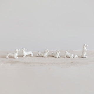 6-Piece White Stoneware Dachshund Set