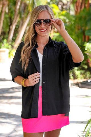 Sutton Oversized Half-Sleeve Button Up
