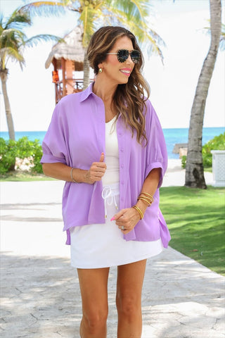 Sutton Oversized Half-Sleeve Button Up