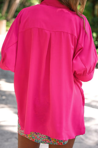 Sutton Oversized Half-Sleeve Button Up