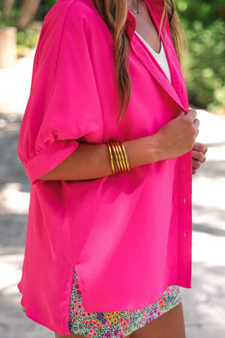 Sutton Oversized Half-Sleeve Button Up