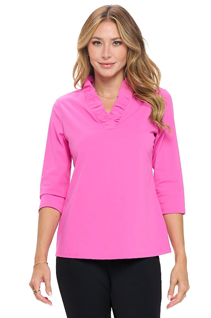 Tabitha Ruffle Neck Top – The Pink Doxie