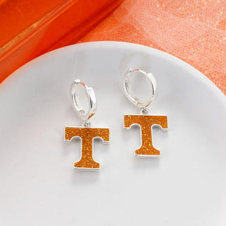 University of Tennessee Vols Glitter Power T Huggie Hoop Earrings