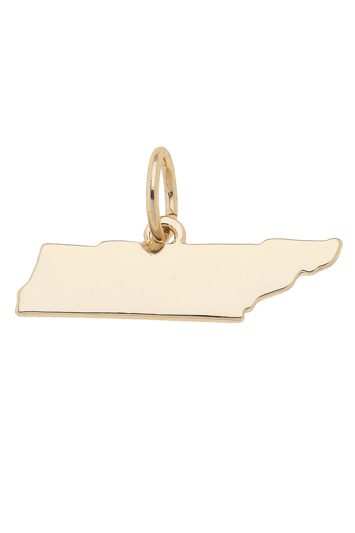 Gold Tennessee-shaped charm pendant with polished finish.