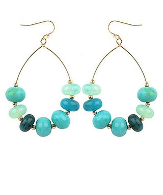 Turquoise beaded teardrop earrings with gold wire