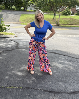 Island Breeze Tropical Floral Tiered Palazzo Pants
