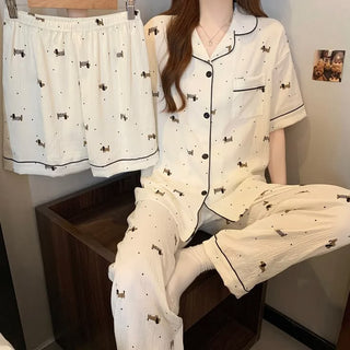 White pajama set with black patterns