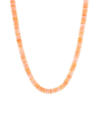 Sunset Peach Marble Wide Disc Necklace – 16" Effortless Elegance