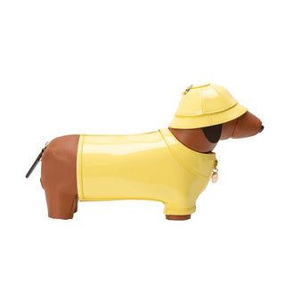 Rainy Doxie: Dachshund Vegan Leather Crossbody Bag