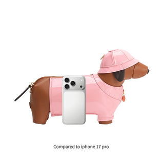 Rainy Doxie: Dachshund Vegan Leather Crossbody Bag