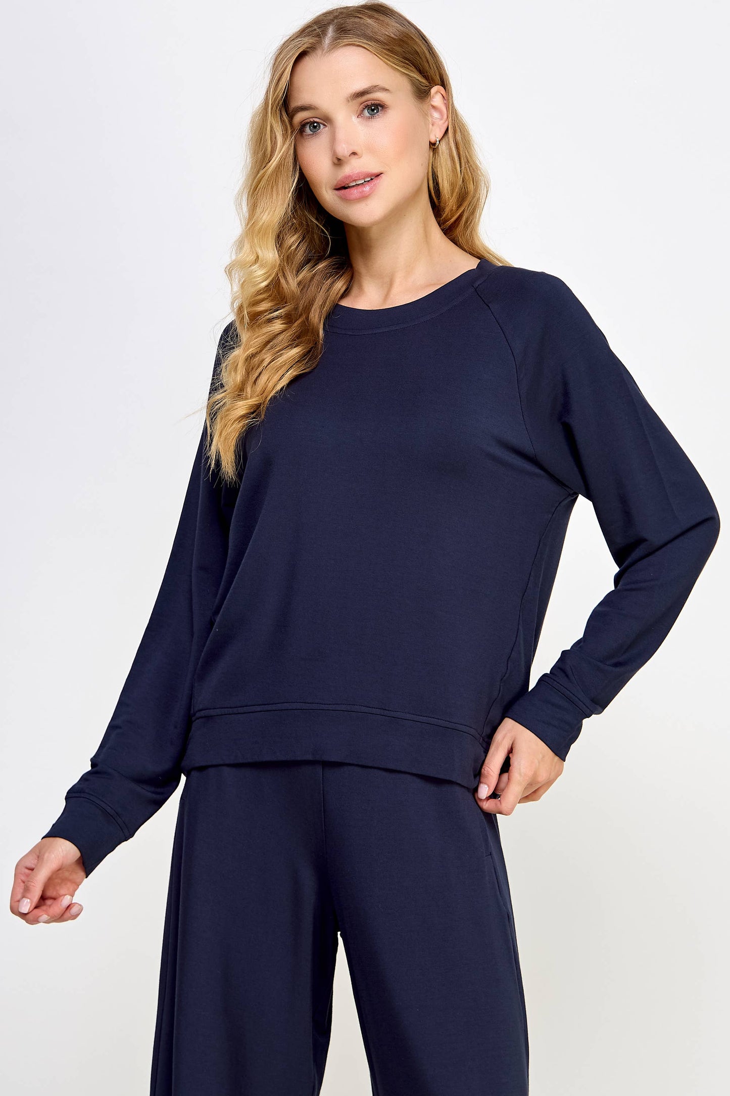 Navy Effortlessly Chic Round Neck Top