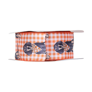 Bluetick Coonhound Plaid Pattern Ribbon