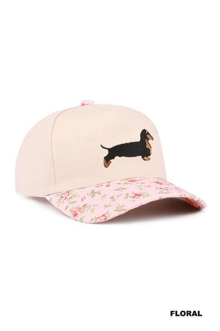Dachshund Two-Tone Embroidered Cotton Baseball Cap
