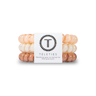 TELETIES Large Spiral Hair Ties – For the Love of Nudes (3-Pack)