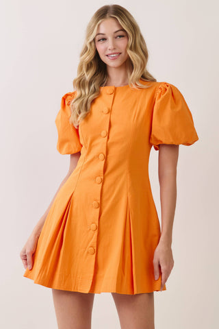 The Knoxville Puff Sleeve Pleated Mini Dress