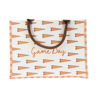 Tennessee Game Day Pennant Tote - Orange Gingham Canvas Bag