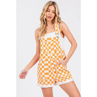 Tennessee Game Day Orange Checkered Bib Romper Overalls