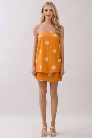 Rocky Top Polka Dot Strapless Game Day Top - Tennessee Orange