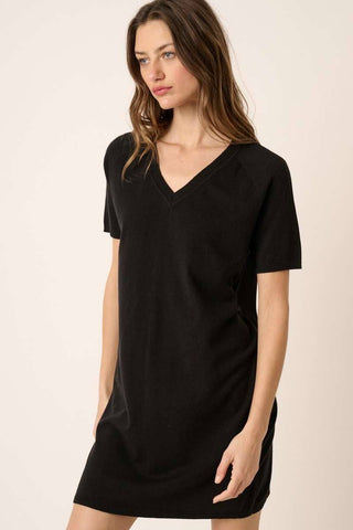 V NECK SWEATER DRESS