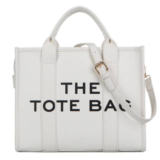 Solid Color PU Letter Tote Bag
