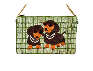 Lily Posh Dachshund Beaded Crossbody Bag - Handmade Dog Lover Clutch