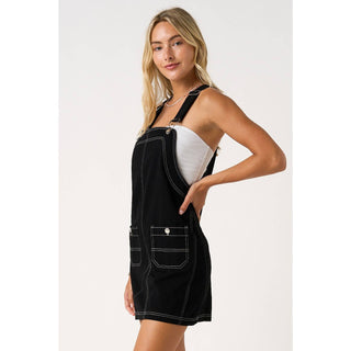 GAME DAY CONTRAST STITCH BIB OVERALL MINI DRESS
