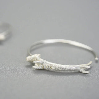 Dachshund Hoop Earrings, Medium, Gold Plated