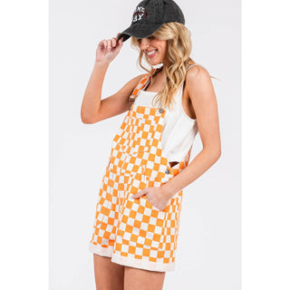 Tennessee Game Day Orange Checkered Bib Romper Overalls